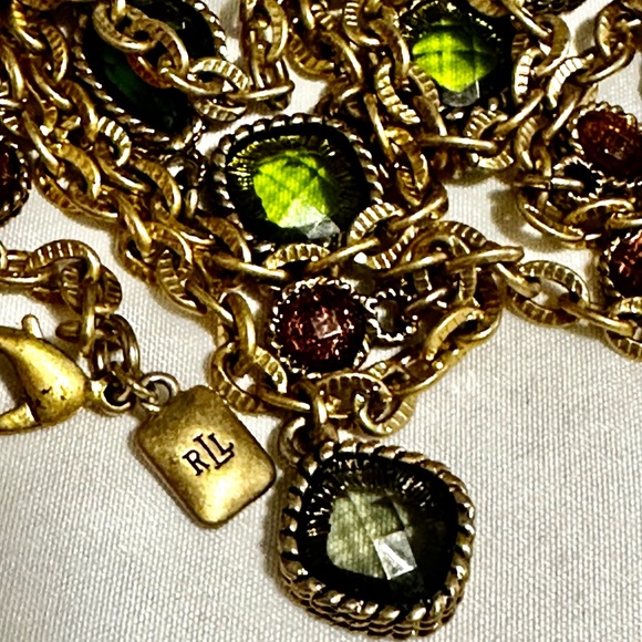 Ralph Lauren Jewelry - Stunning Ralph Lauren Long Gold Chain Link Necklace w/ Jeweltone Accent Charms